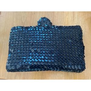 Vintage 1940's Hiawatha Black Iridescent Beads Beaded Clutch Bag